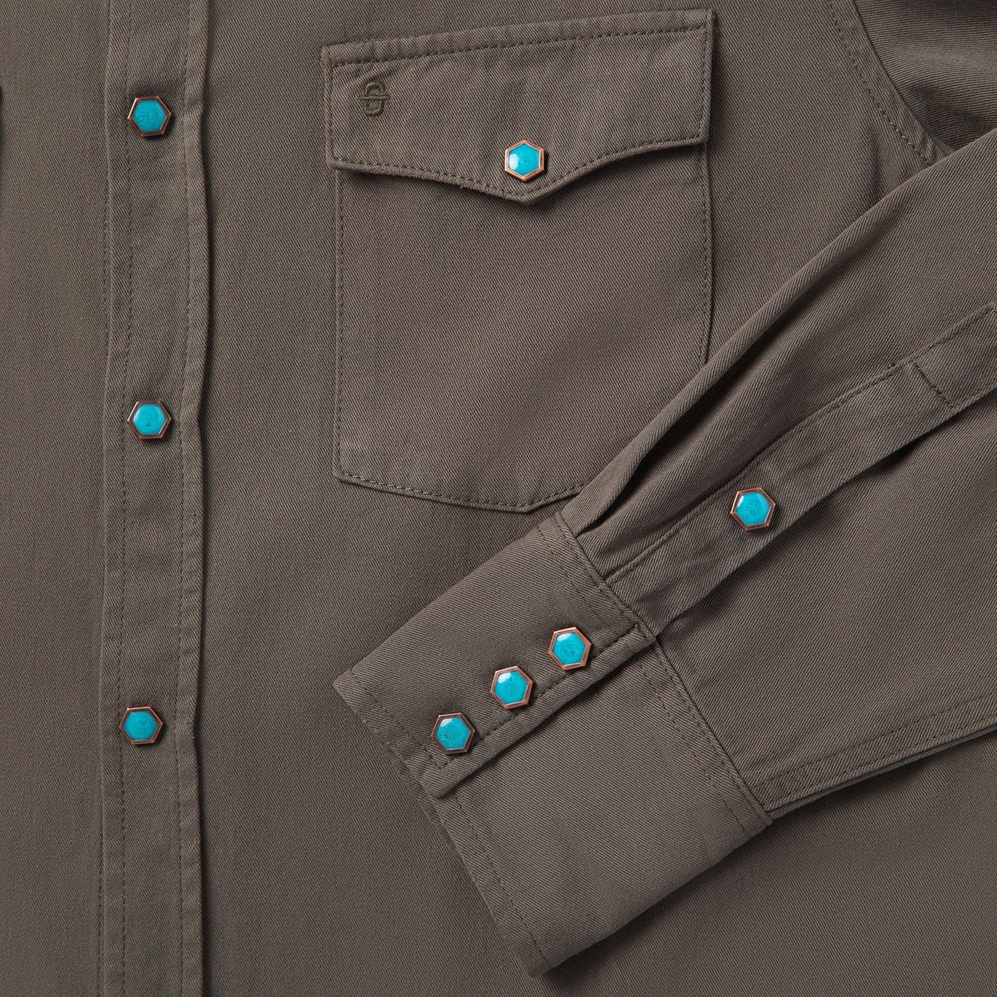 Turquoise Snap Twill Western Shirt