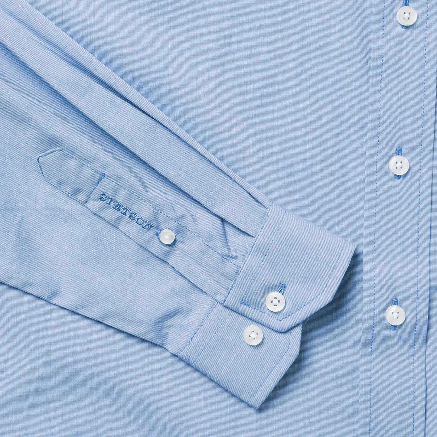 Blue Solid One-Pocket Snap-Front Shirt