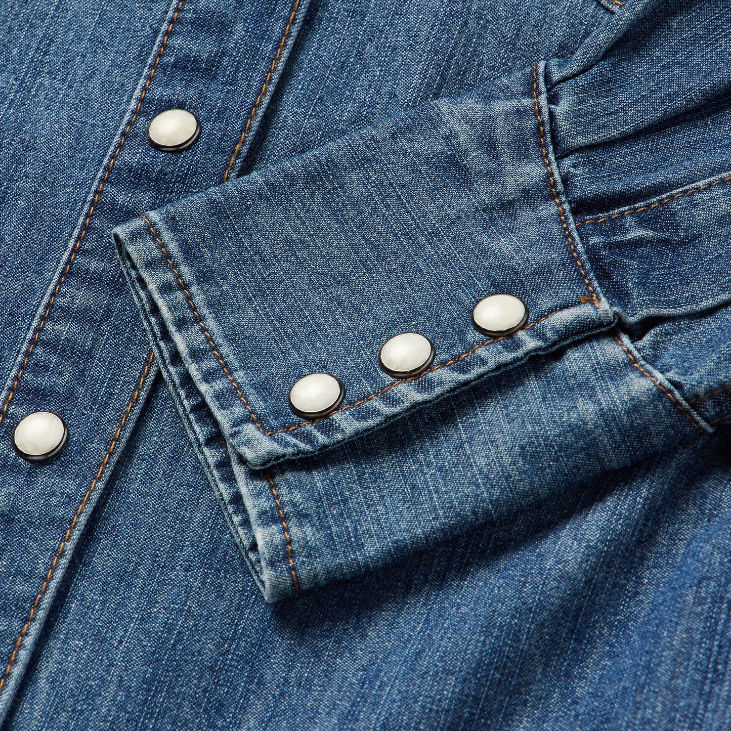Piped Dark Denim Western Shirt