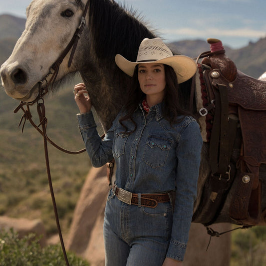 Turquoise Snap Western Denim Shirt