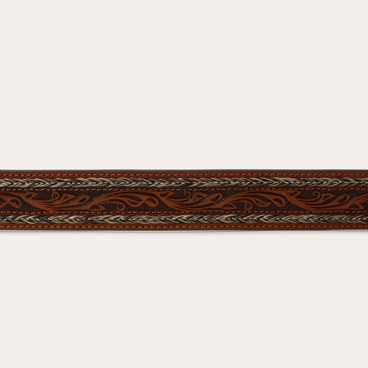 Tooled Horse Hair Braided Edge Belt