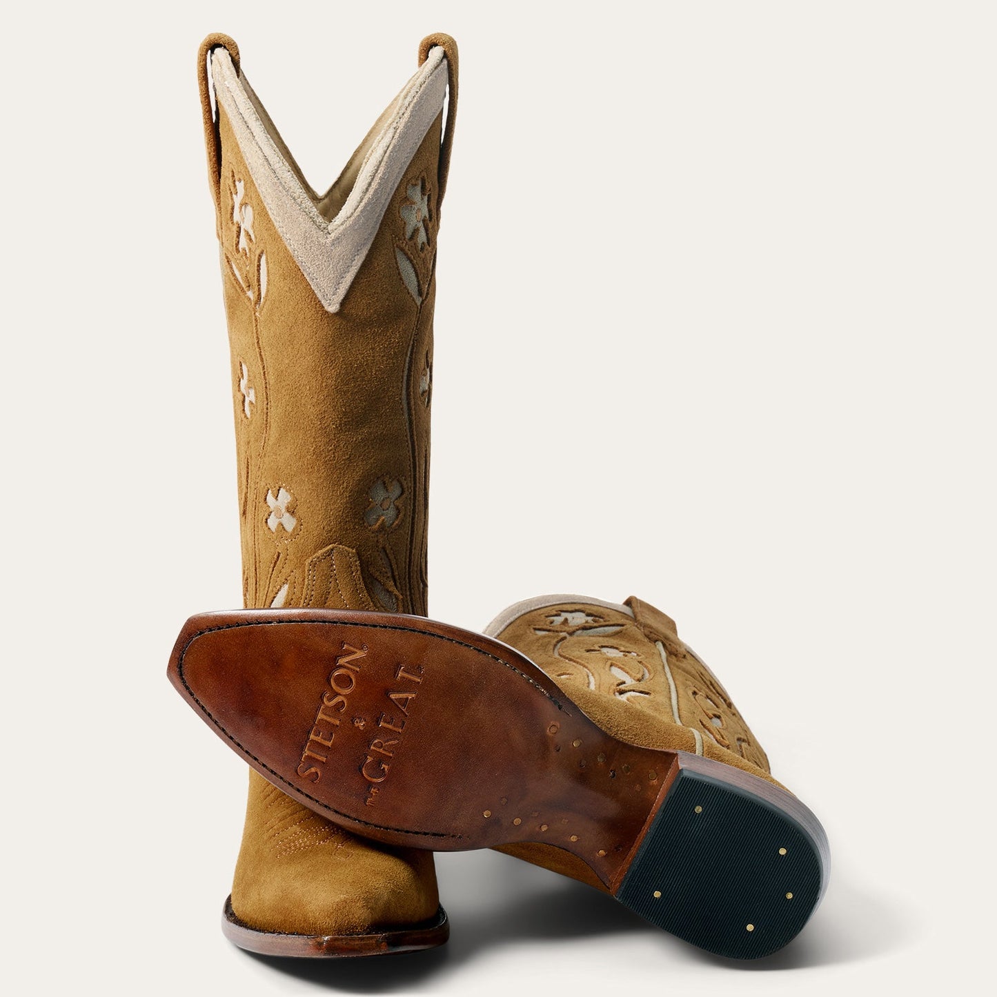 Stetson & THE GREAT. Suede Floral Cowboy Boot