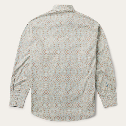 Aqua Paisley Print Western Shirt