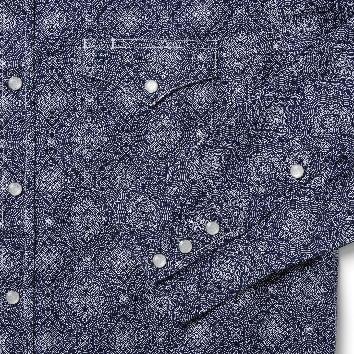 Blue Medallion Print Western Shirt