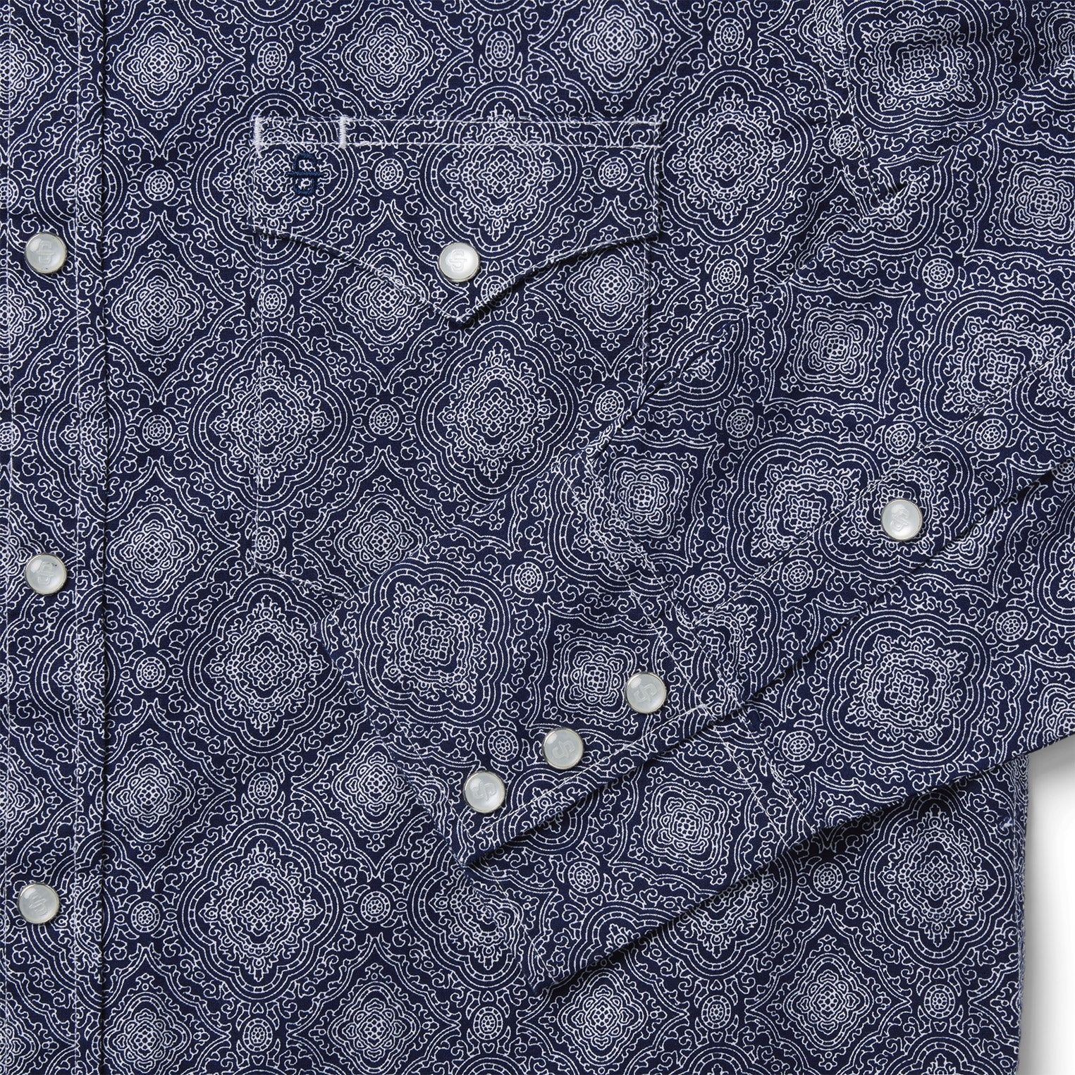 Blue Medallion Print Western Shirt