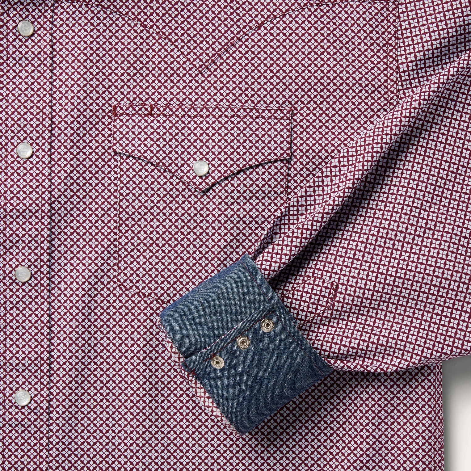 Four Point Geo Print Western Shirt