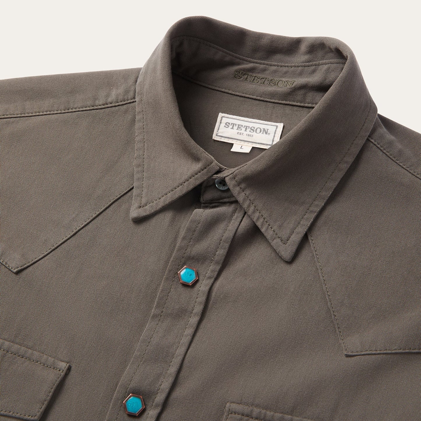 Turquoise Snap Twill Western Shirt