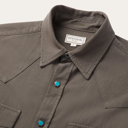 Turquoise Snap Twill Western Shirt