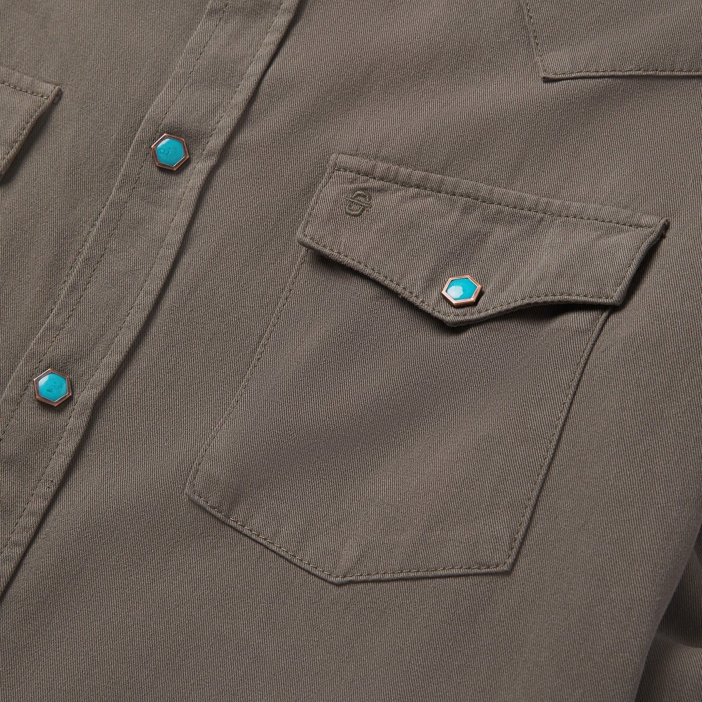 Turquoise Snap Twill Western Shirt