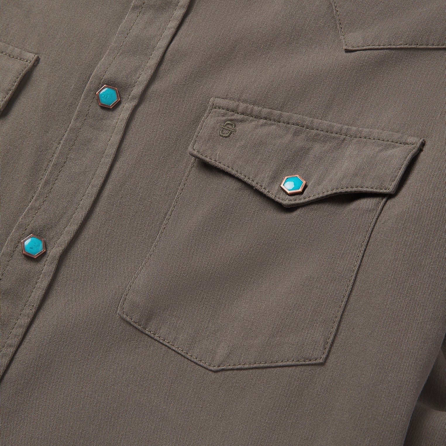 Turquoise Snap Twill Western Shirt