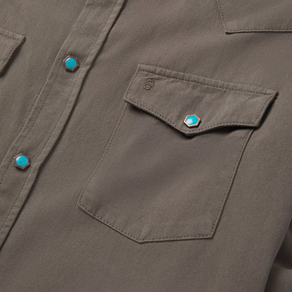 Turquoise Snap Twill Western Shirt