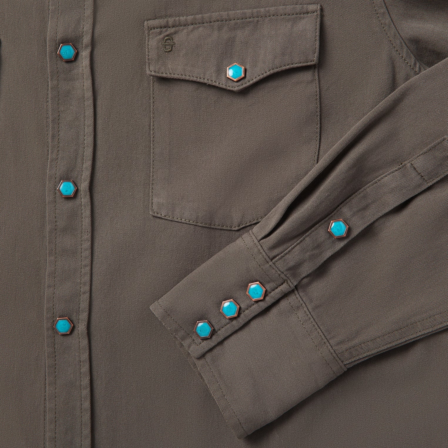 Turquoise Snap Twill Western Shirt