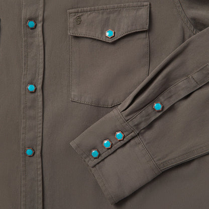 Turquoise Snap Twill Western Shirt
