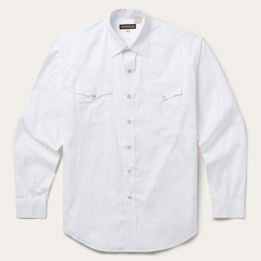 White Pinpoint Oxford Western Shirt
