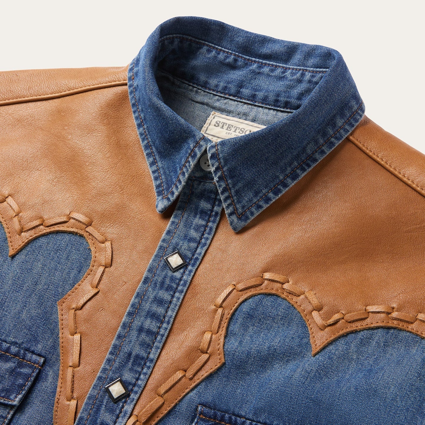 Leather Yoke Denim Shirt
