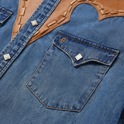 Leather Yoke Denim Shirt