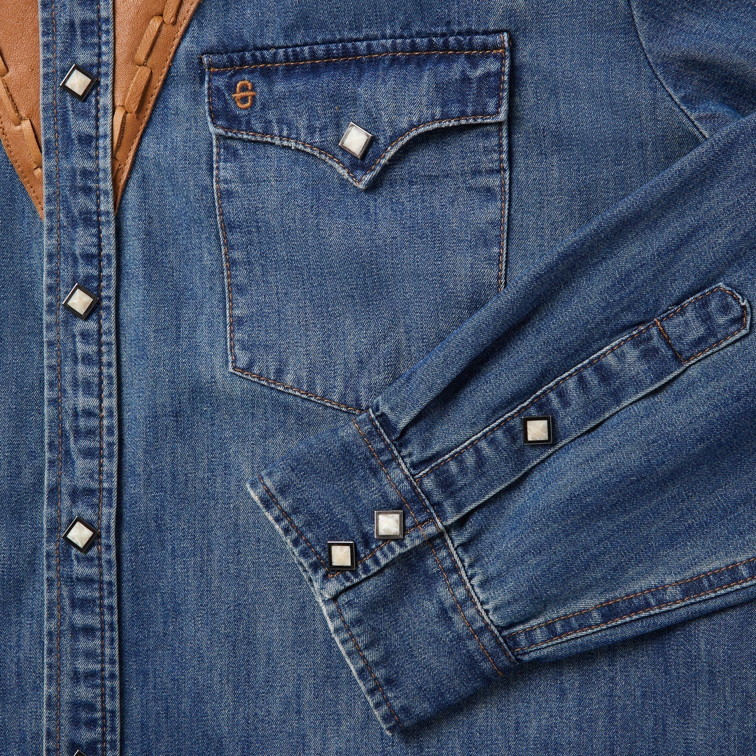 Leather Yoke Denim Shirt