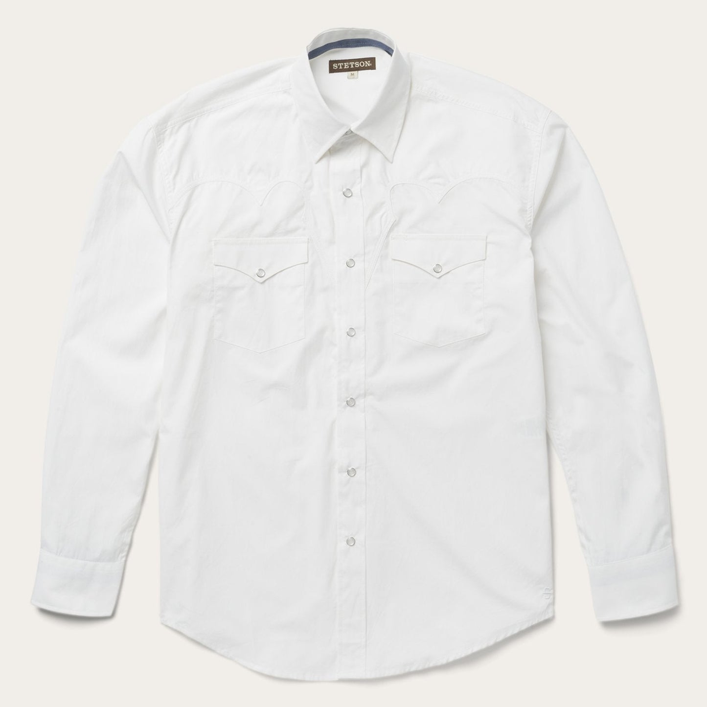 Classic Solid Snap Poplin Shirt In Optic White