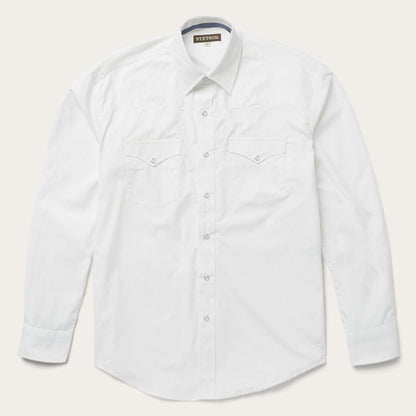Classic Solid Snap Poplin Shirt In Optic White