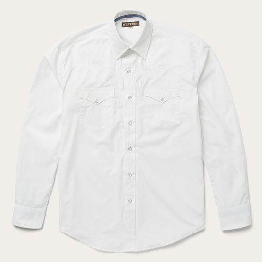 Classic Solid Snap Poplin Shirt In Optic White
