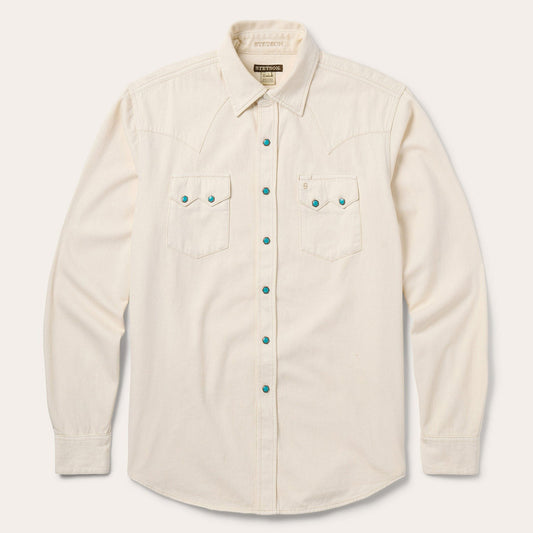 Turquoise Snap Western Denim Shirt