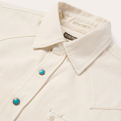 Turquoise Snap Western Denim Shirt