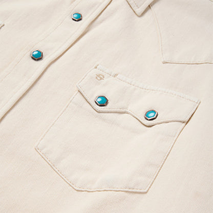 Turquoise Snap Western Denim Shirt