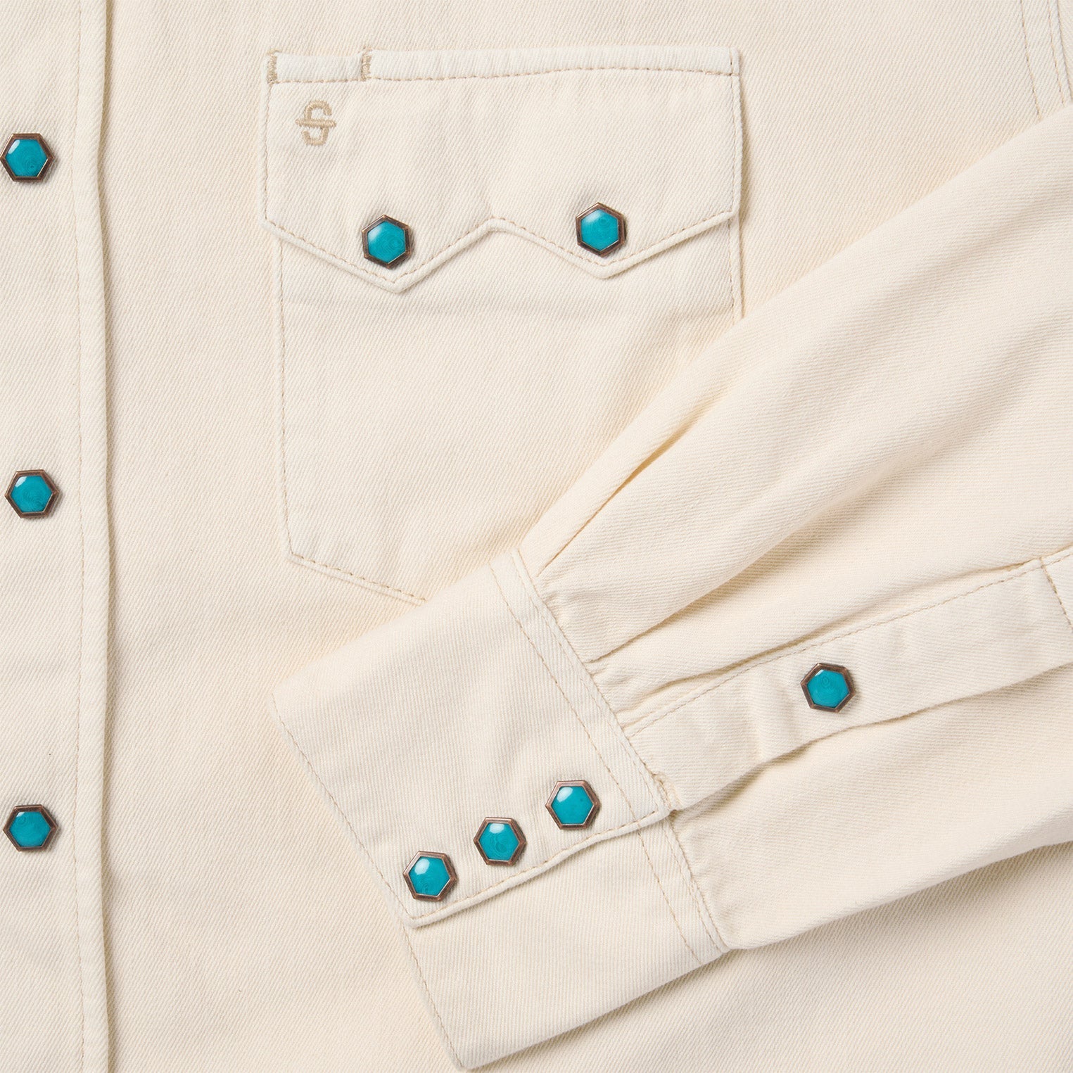 Turquoise Snap Western Denim Shirt