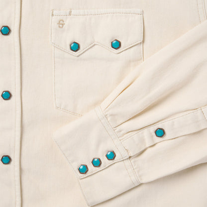 Turquoise Snap Western Denim Shirt