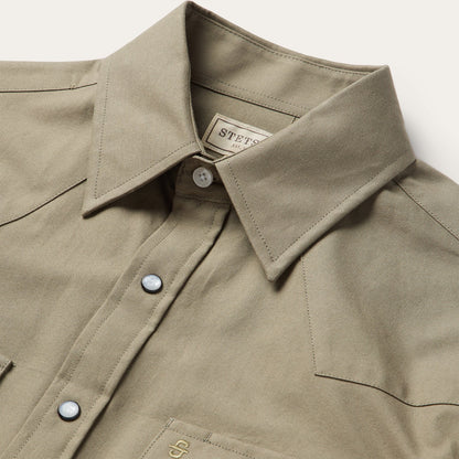Olive Oxford Western Shirt