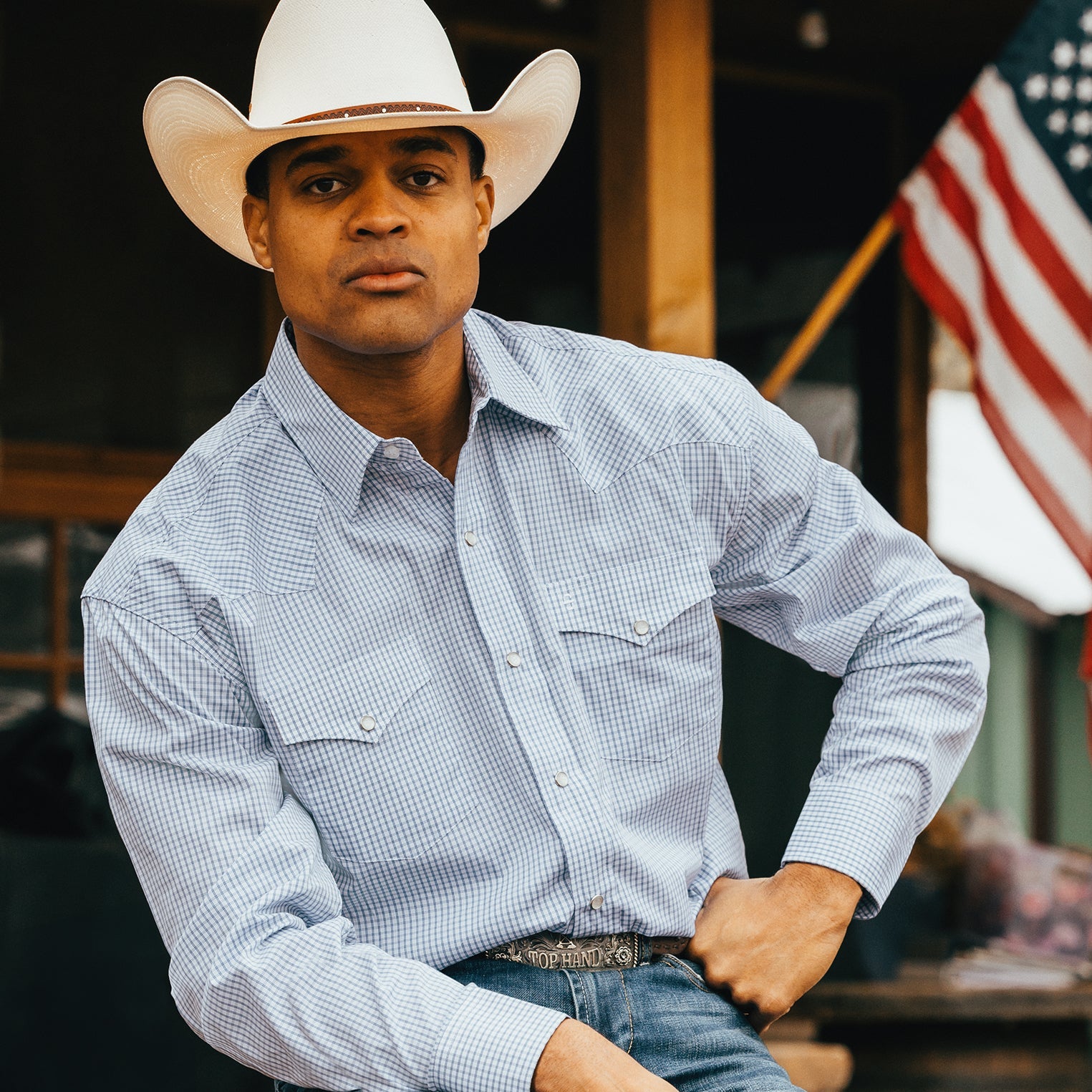 Two Stripe Check Western Shirt