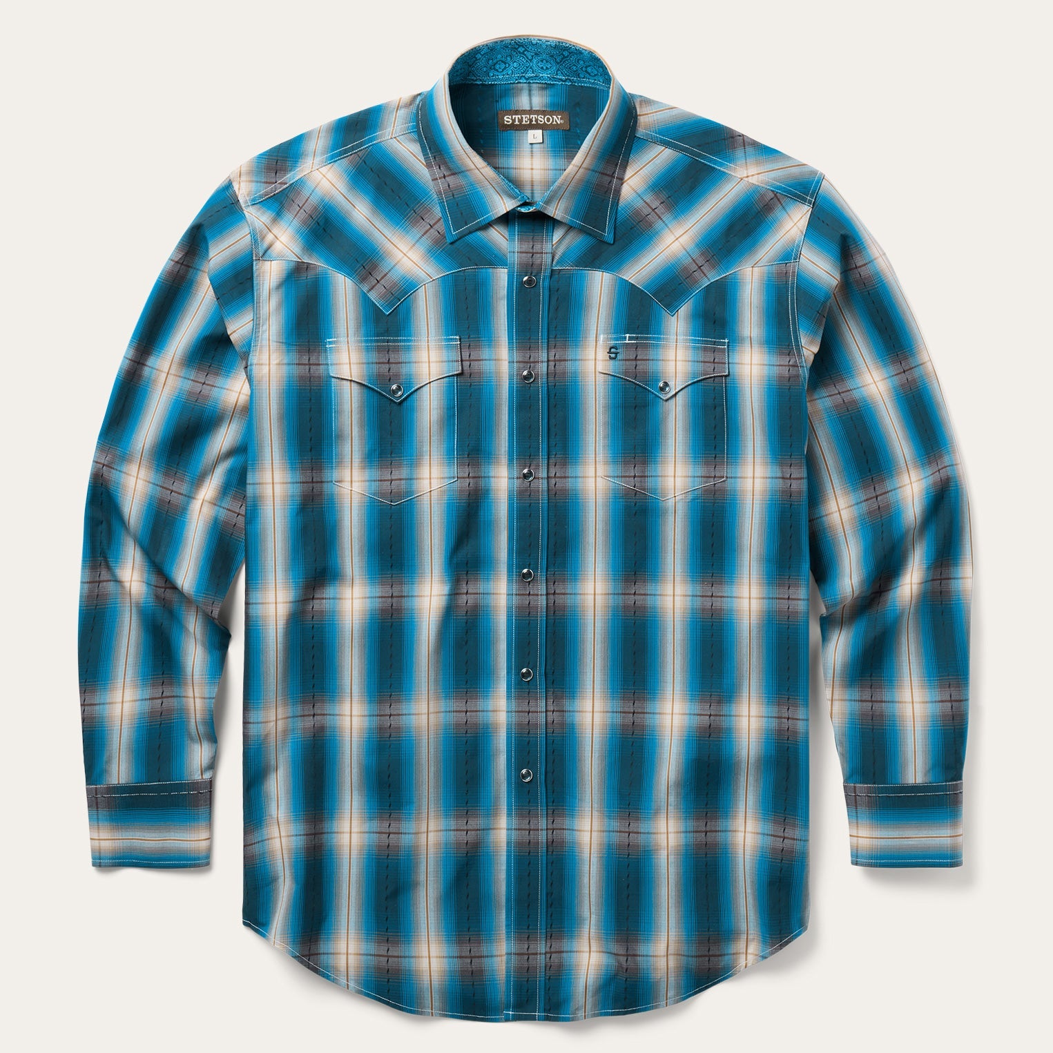 Marine Ombre Plaid Western Shirt