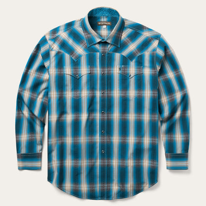 Marine Ombre Plaid Western Shirt