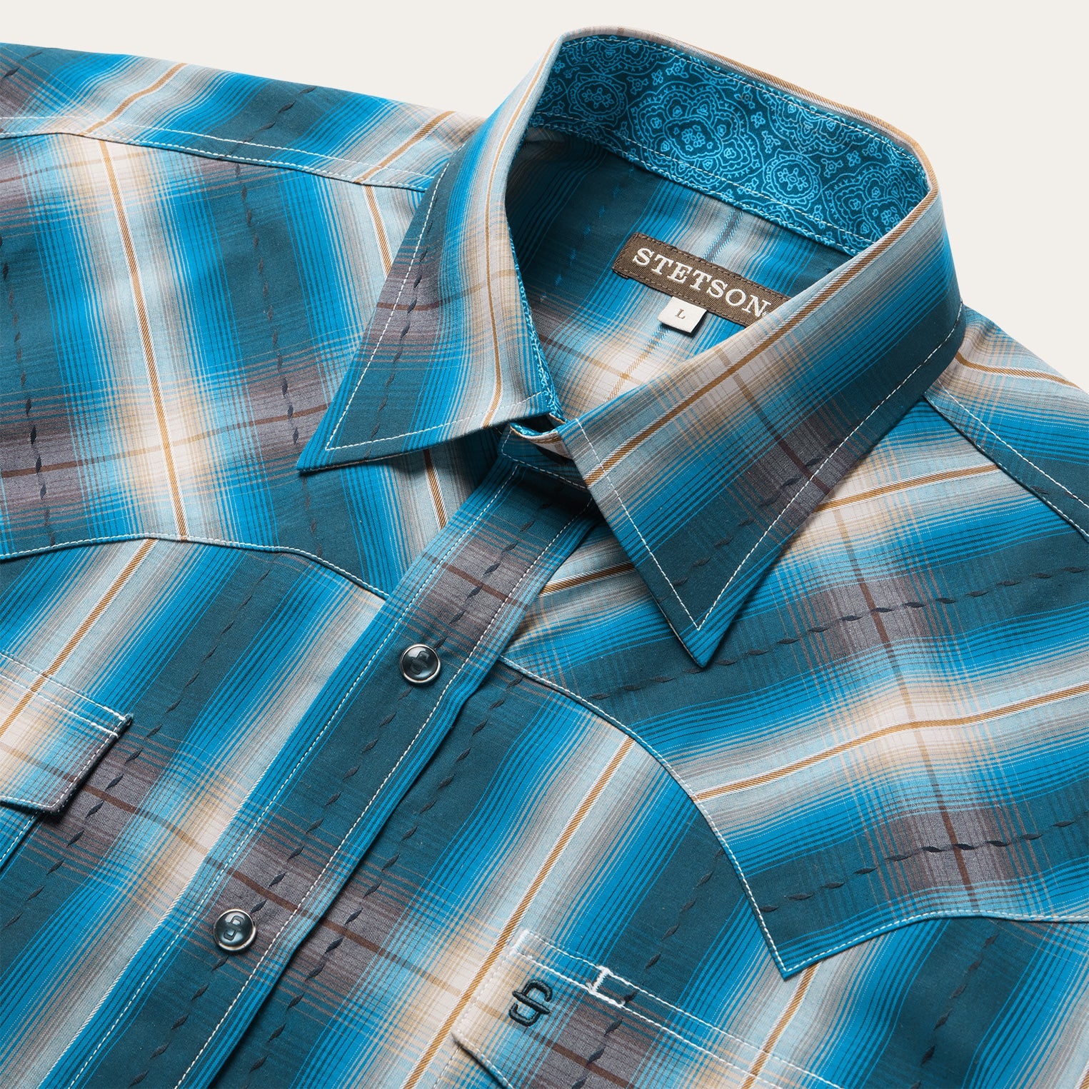 Marine Ombre Plaid Western Shirt