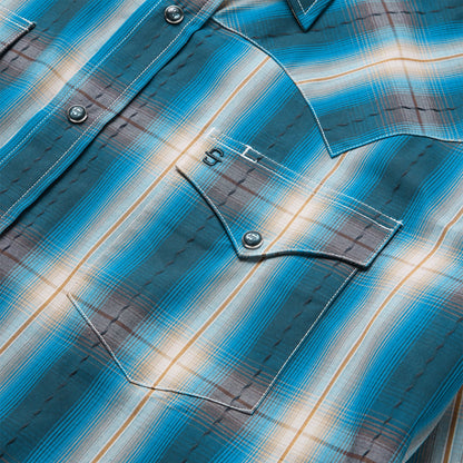 Marine Ombre Plaid Western Shirt
