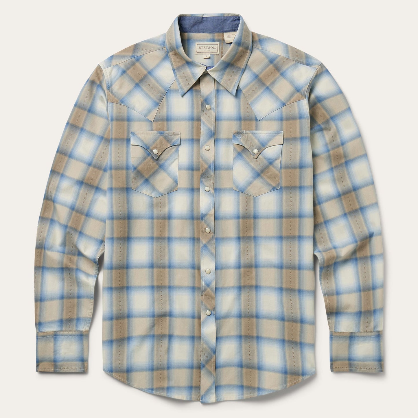 Sand Plaid Dobby Western Shirt