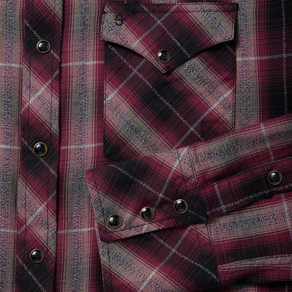 Red Marl Plaid Western Shirt