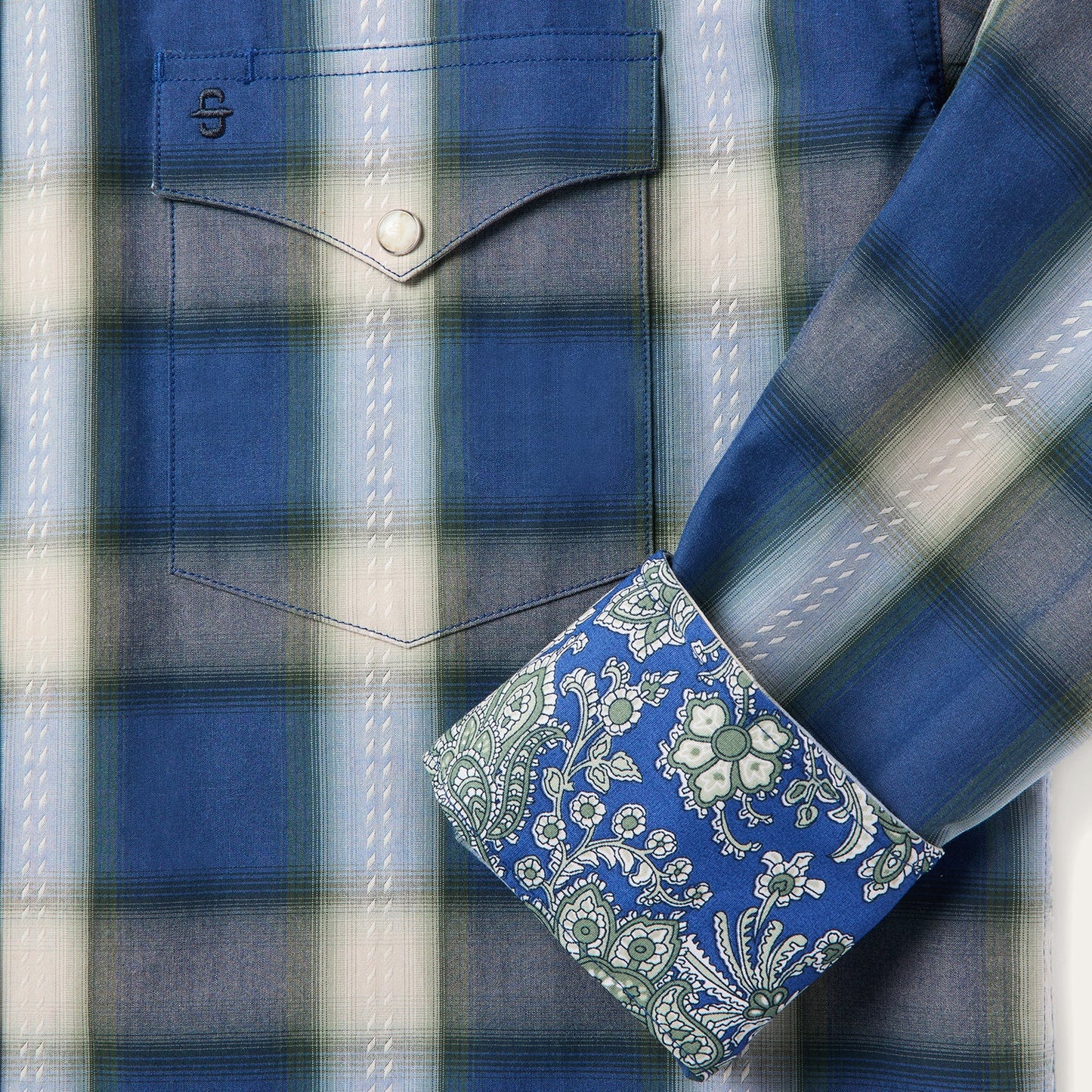 Blue Sage Dobby Plaid Western Shirt