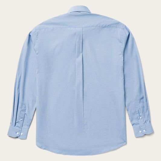 Blue Solid One-Pocket Snap-Front Shirt