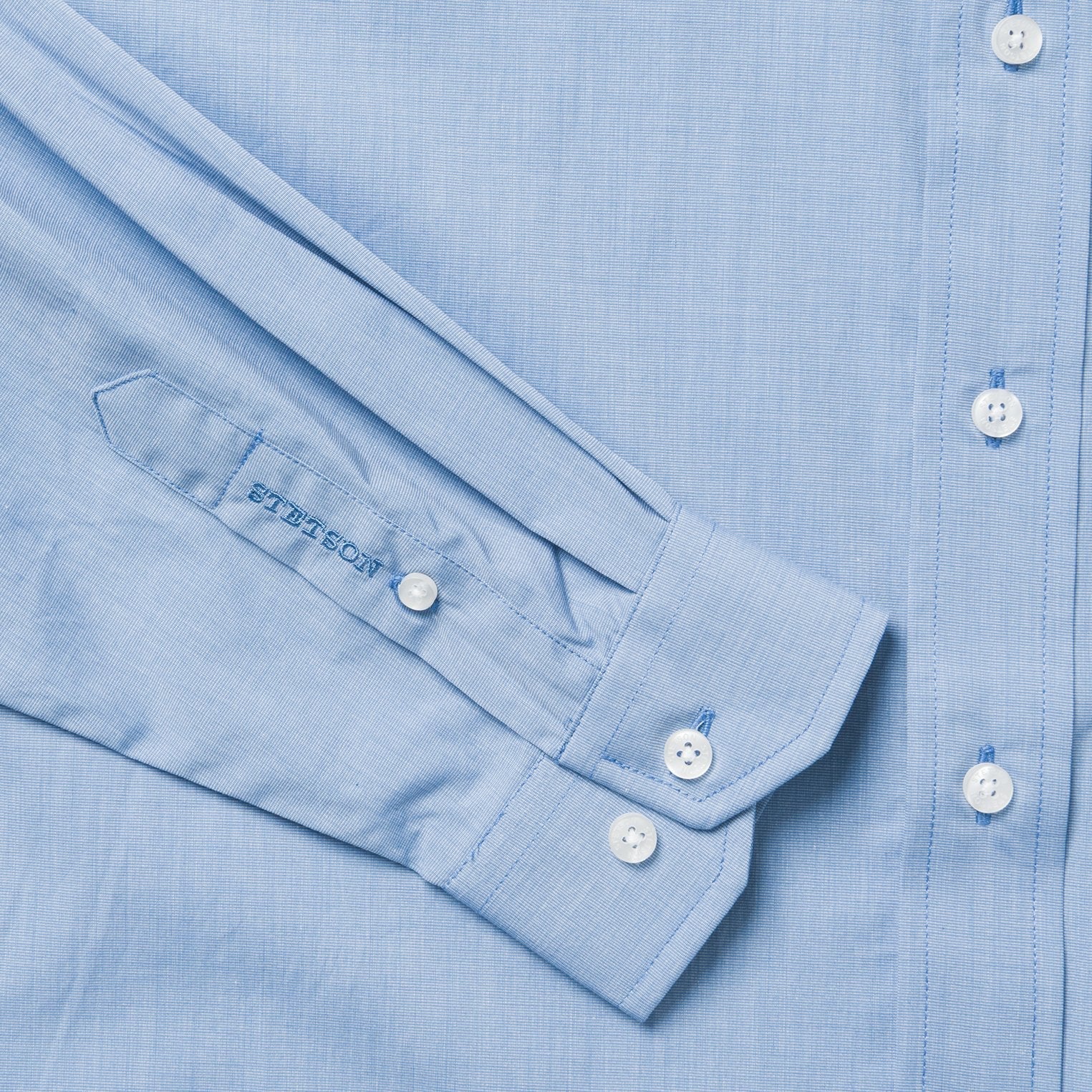 Blue Solid One-Pocket Snap-Front Shirt