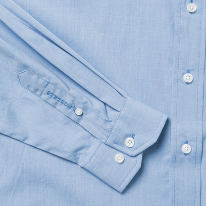 Blue Solid One-Pocket Snap-Front Shirt