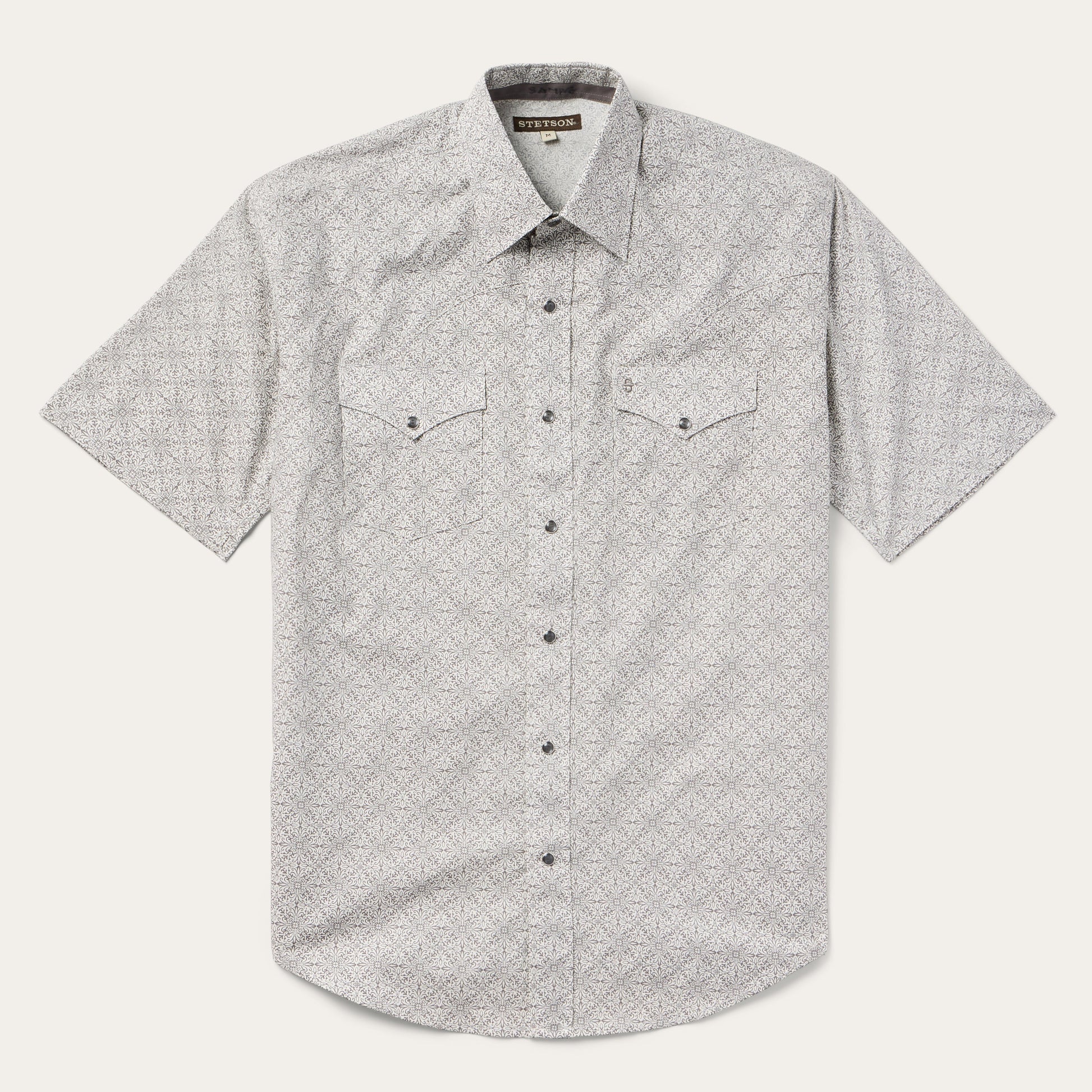Pewter Filigree Short-Sleeve Western Shirt