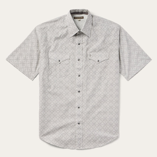 Pewter Filigree Short-Sleeve Western Shirt