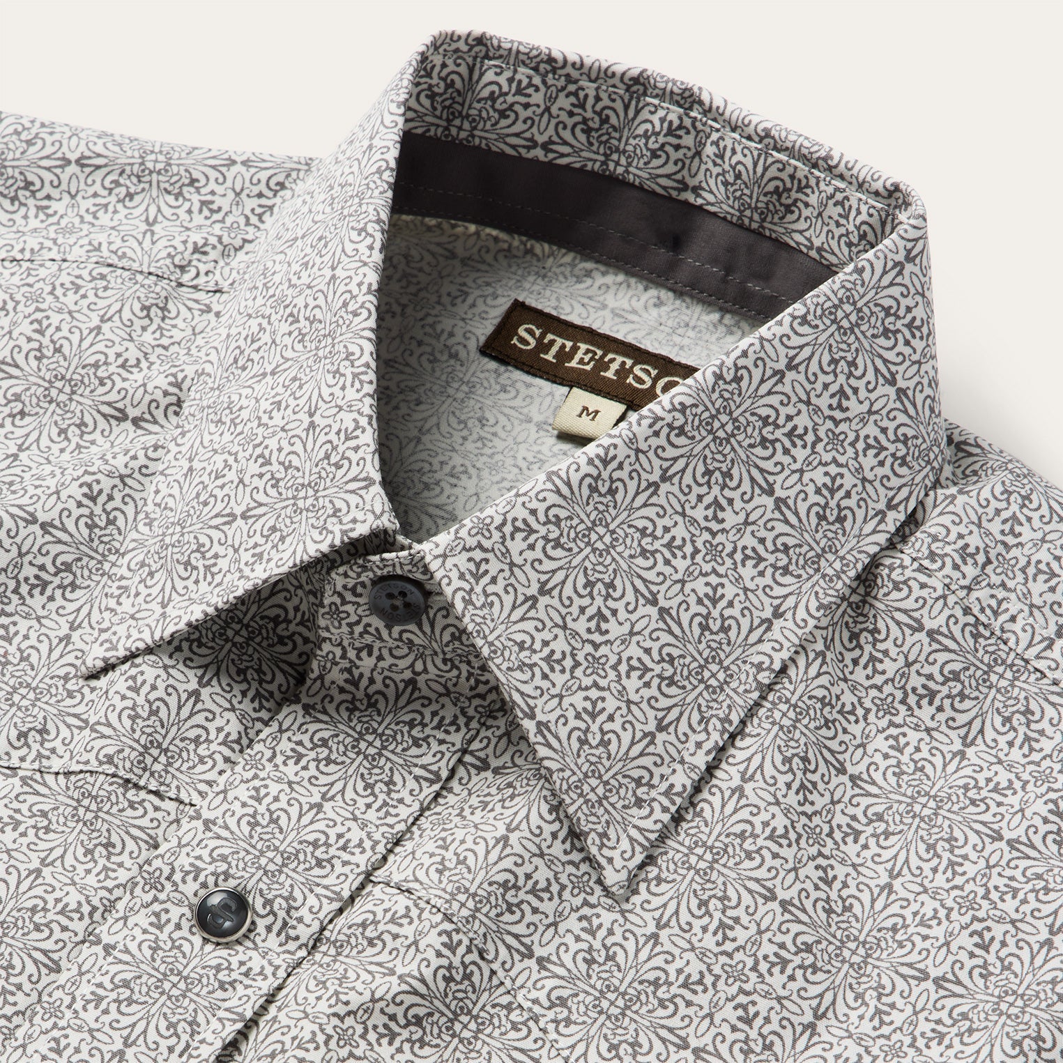 Pewter Filigree Short-Sleeve Western Shirt