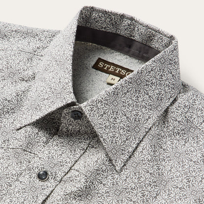 Pewter Filigree Short-Sleeve Western Shirt