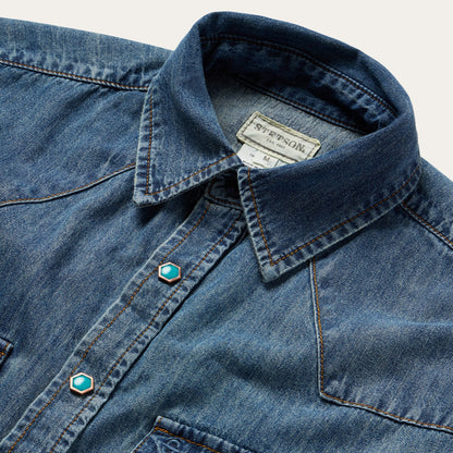 Turquoise Snap Short Sleeve Denim Shirt