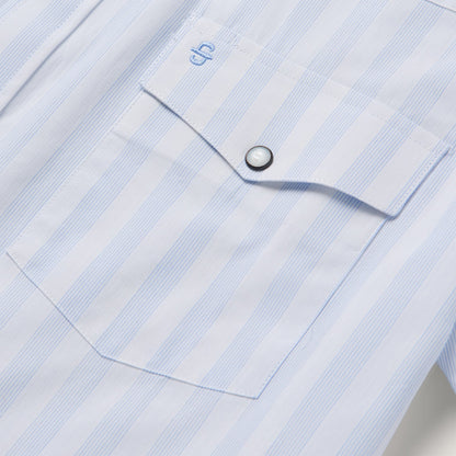 Stripe Oxford Short Sleeve Western Shirt