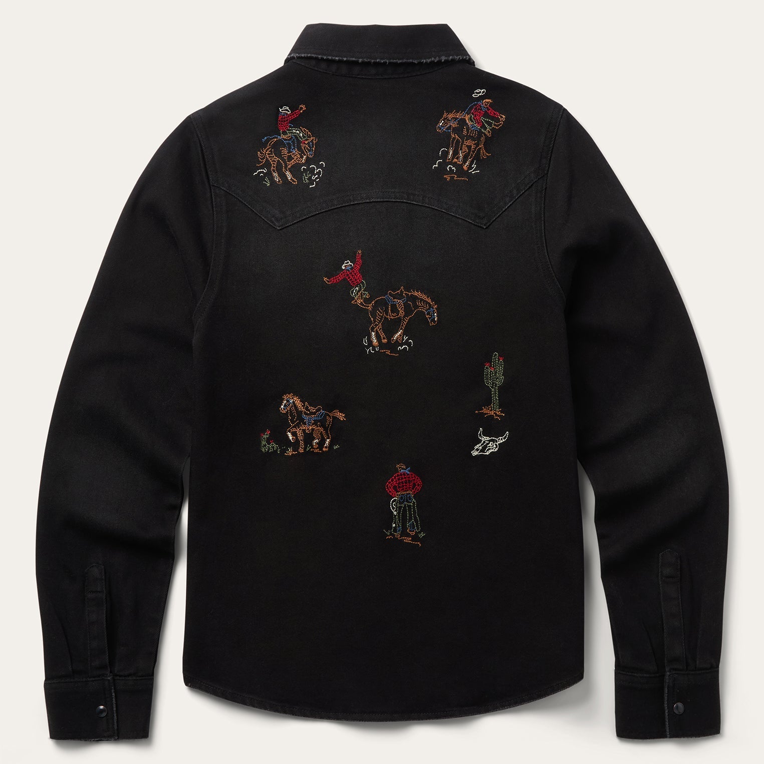 Embroidered Black Denim Shirt