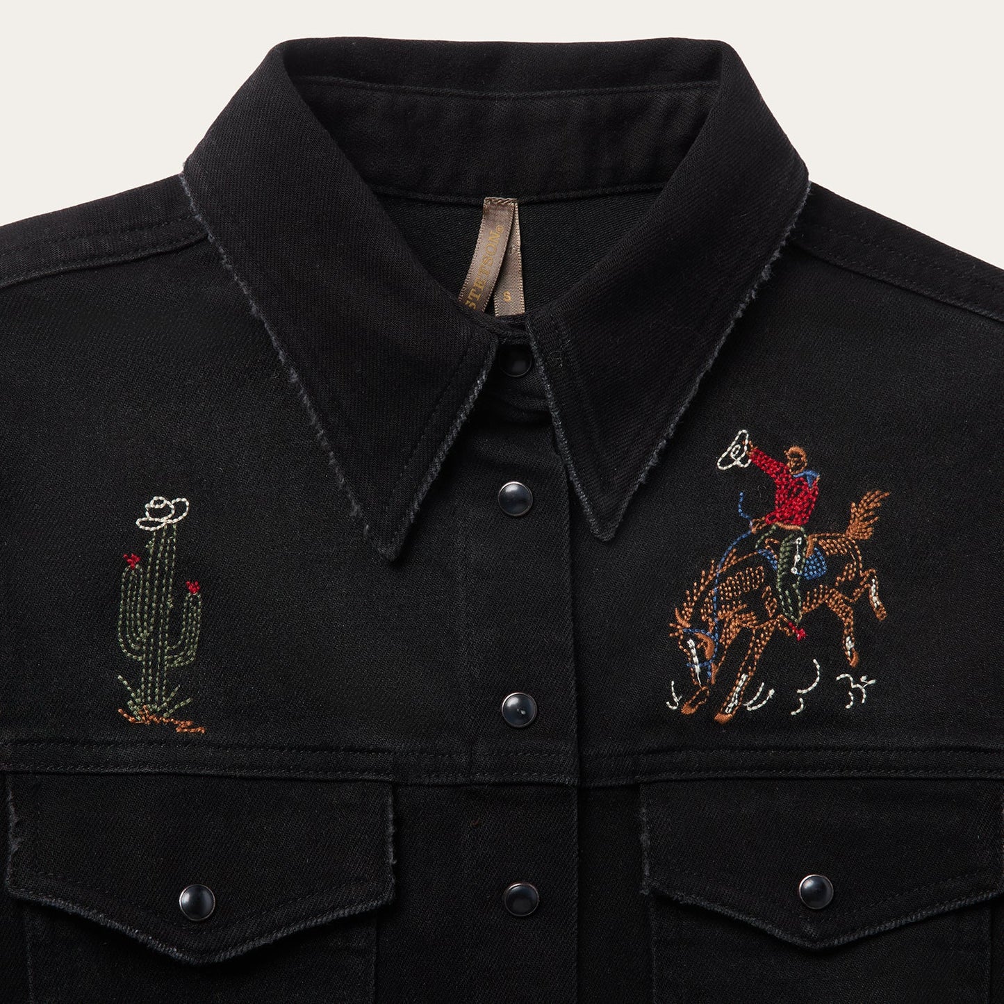 Embroidered Black Denim Shirt