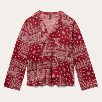Red Bandana Patchwork Blouse
